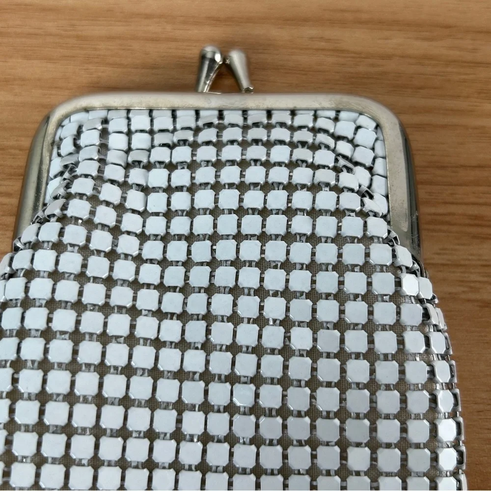 Cigarette Case or Eyeglass Case White Metal Mesh Props Retro